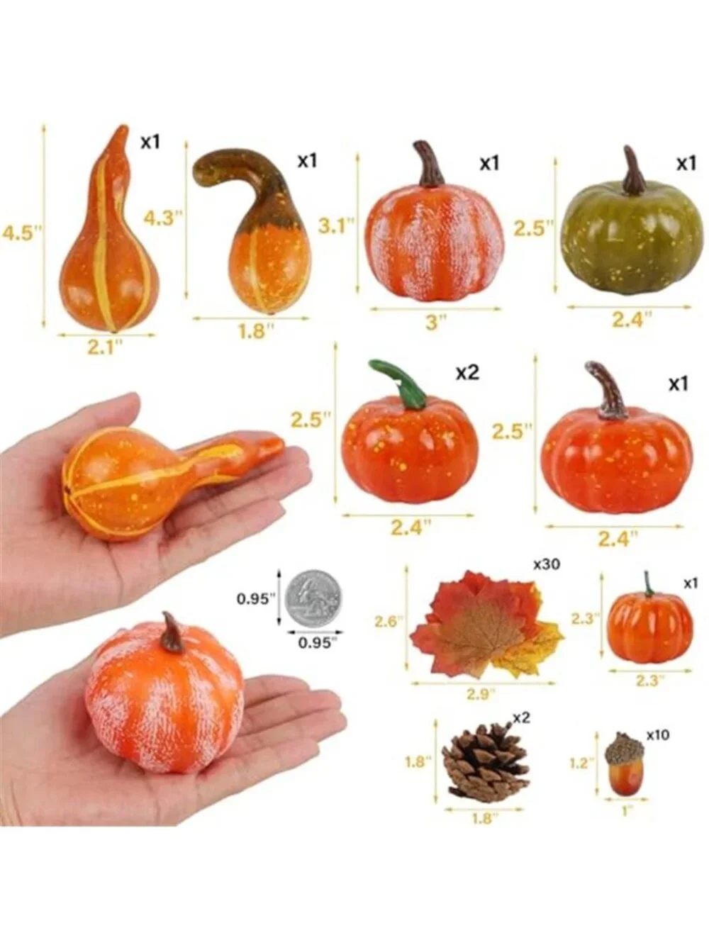 Fall Decorations for Home Mini Pumpkins Gourds & Leaves Set